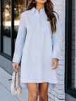 Lovelet Button Up Collared Neck Long Sleeve Shirt Mini Dress