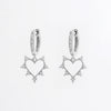 925 Sterling Silver Inlaid Zircon Heart Dangle Earrings