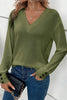 Decorative Button V-Neck Long Sleeve Sweater