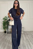 Round Neck Short Sleeve Top and Drawstring Pants Set