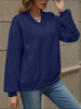 V-Neck Long Sleeve Dropped Shoulder Sweater