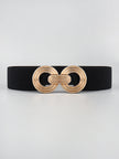 Geometric Buckle Elastic Wide Belt