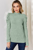 Basic Bae Full Size Ribbed Mock Neck Puff Sleeve Sweater