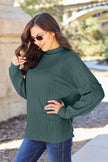 Basic Bae Full Size Ribbed Exposed Seam Mock Neck Knit Sweater