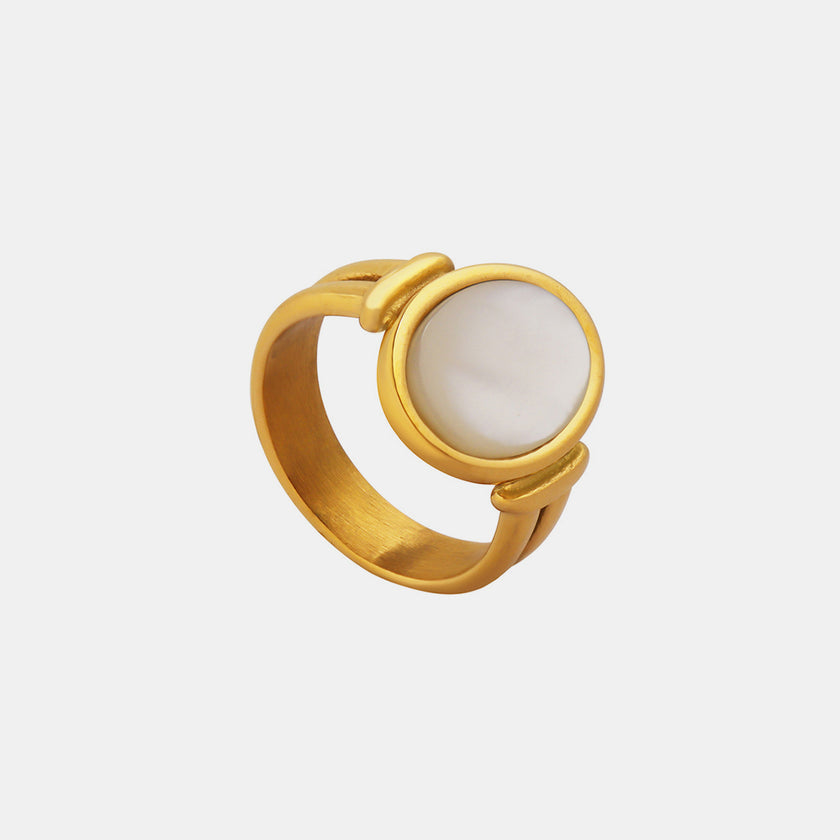 Titanium Steel White Sea Shell Ring - QuaintQuest Fashion