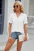 Eyelet Johnny Collar Short Sleeve Blouse