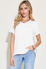 Bamboo Full Size V-Neck High-Low T-Shirt