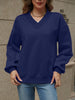 V-Neck Long Sleeve Dropped Shoulder Sweater