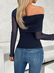 Devine Ruched Asymmetrical Long Sleeve T-Shirt