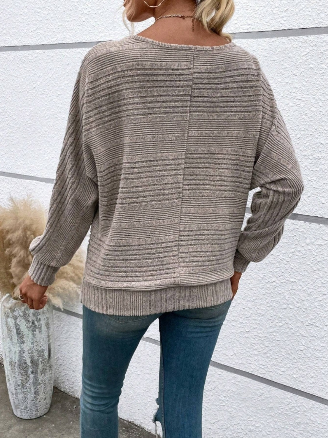 Full Size Round Neck Long Sleeve Sweater