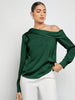 Ruched One Shoulder Long Sleeve Blouse