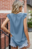 Ruffled Round Neck Sleeveless Blouse