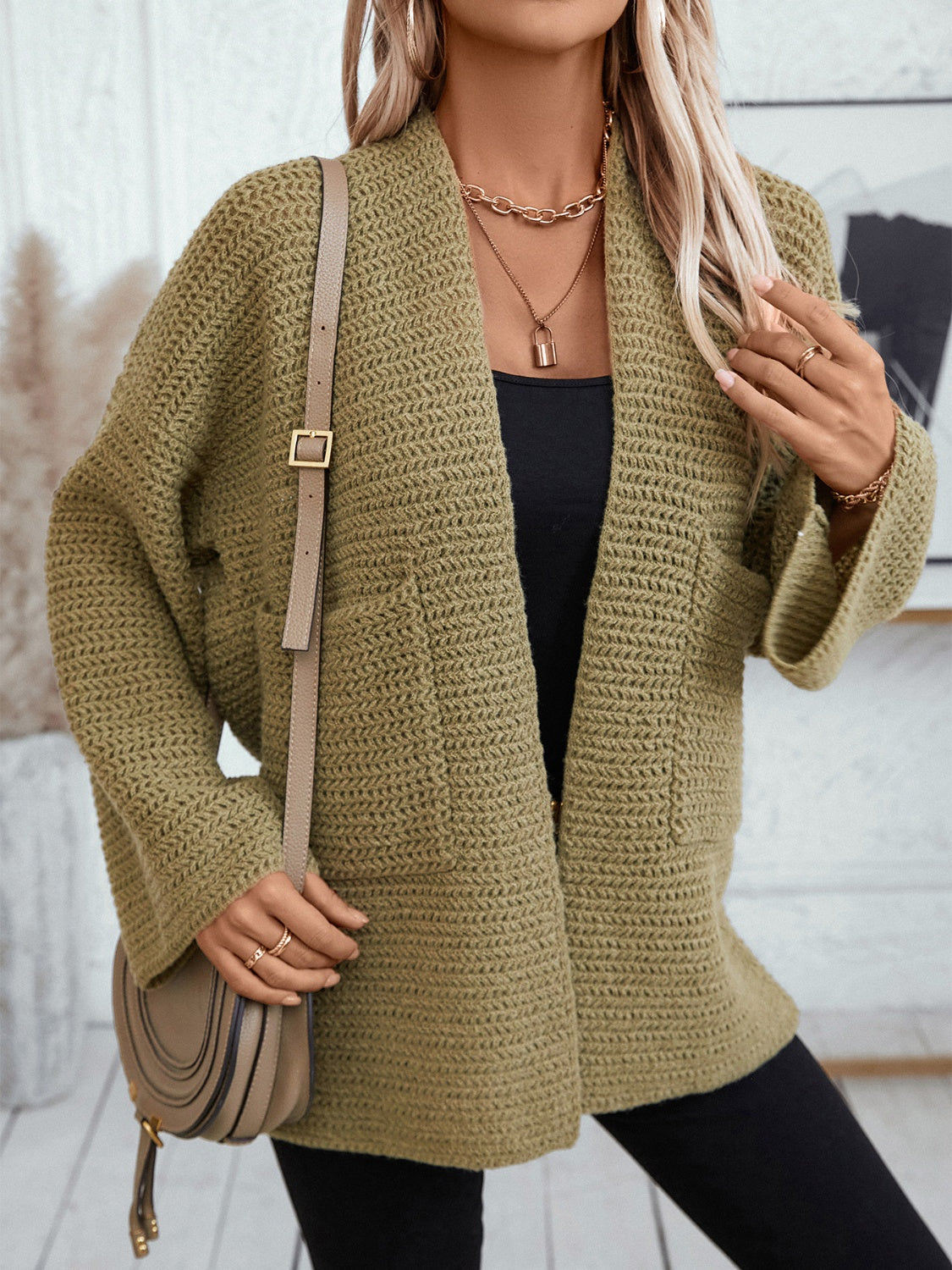 Open Front Long Sleeve Cardigan