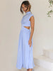 Cutout Mock Neck Sleeveless Ruched Maxi Dress