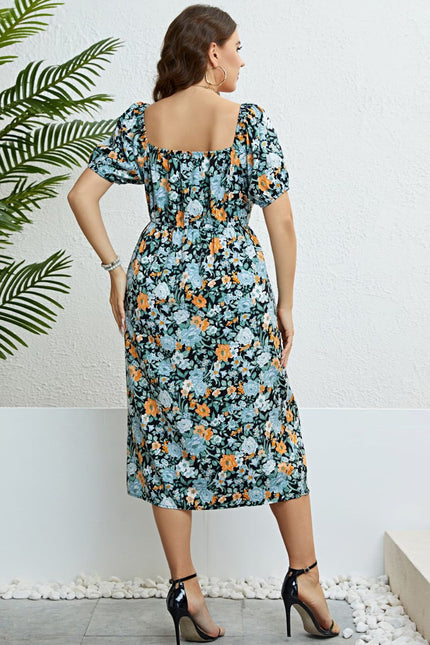 Honey Floral Split Short Sleeve Dress