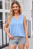 V-Neck Curved Hem Satin Tank