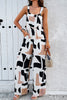 Devine Printed Wide Strap Jumpsuit with Pockets