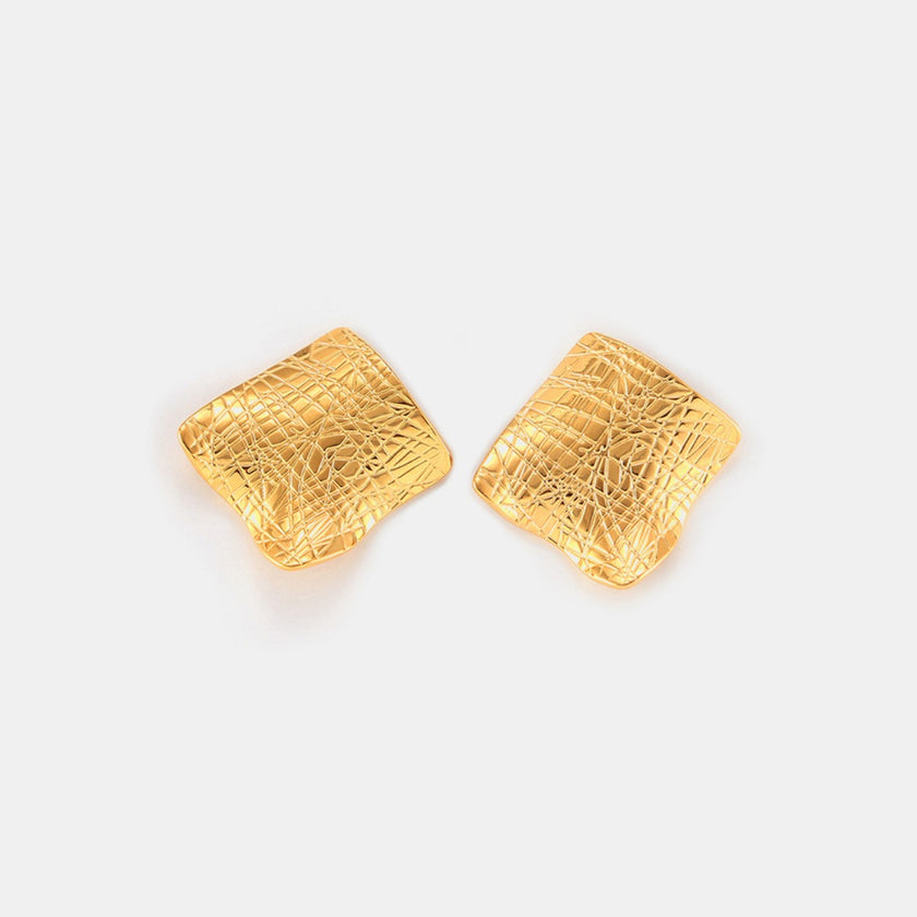 Textured Titanium Steel Stud Earrings - QuaintQuest Fashion