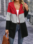 Color Block Zip Up Long Sleeve Hooded Jacket