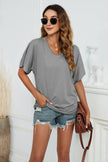 V-Neck Side Ruched T-Shirt