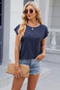 Pocketed Heathered Cap Sleeve T-Shirt