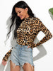 Leopard Mock Neck Long Sleeve T-Shirt