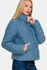 Zenana Zip Up Turtleneck Puffer Jacket with Pockets