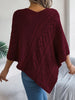 Cable-Knit Openwork Three-Quarter Sleeve Sweater