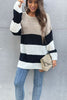 Perfee Color Block Striped Long Sleeve Sweater