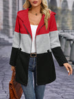 Color Block Zip Up Long Sleeve Hooded Jacket