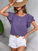 Round Neck Flounce Sleeve Blouse