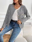 Perfee Plaid Long Sleeve Blazer