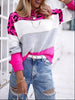 Leopard Color Block Round Neck Long Sleeve Sweater