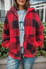 Double Take Full Size Plaid Long Sleeve Hooded Coat