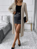 Side Slit Ribbed Open Front Cardigan