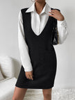 V-Neck Sleeveless Sweater Dress with Pockets