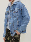 Button Up Collared Neck Long Sleeve Denim Jacket