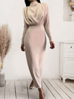 Ruched Turtleneck Long Sleeve Maxi Dress