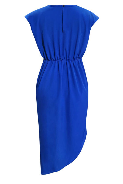 Round Neck Cap Sleeve Midi Dress