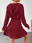 Wide Strap Mini Dress and Long Sleeve Hooded Top Set