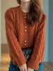 Cable-Knit Round Neck Long Sleeve Cardigan