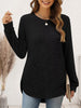 Ribbed Round Neck Long Sleeve T-Shirt