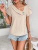 Decorative Button Asymmetrical Neck Blouse