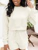 Ribbed Round Neck Long Sleeve Top and Shorts Set