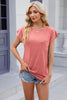 Pocketed Heathered Cap Sleeve T-Shirt