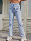 High Waist Straight Jeans with Pockets