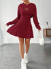 Wide Strap Mini Dress and Long Sleeve Hooded Top Set