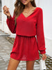 Devine Cutout V-Neck Long Sleeve Mini Dress