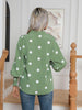 Polka Dot Collared Neck Buttoned Lantern Sleeve Shirt