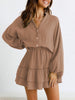 Ruffled Notched Balloon Sleeve Mini Dress